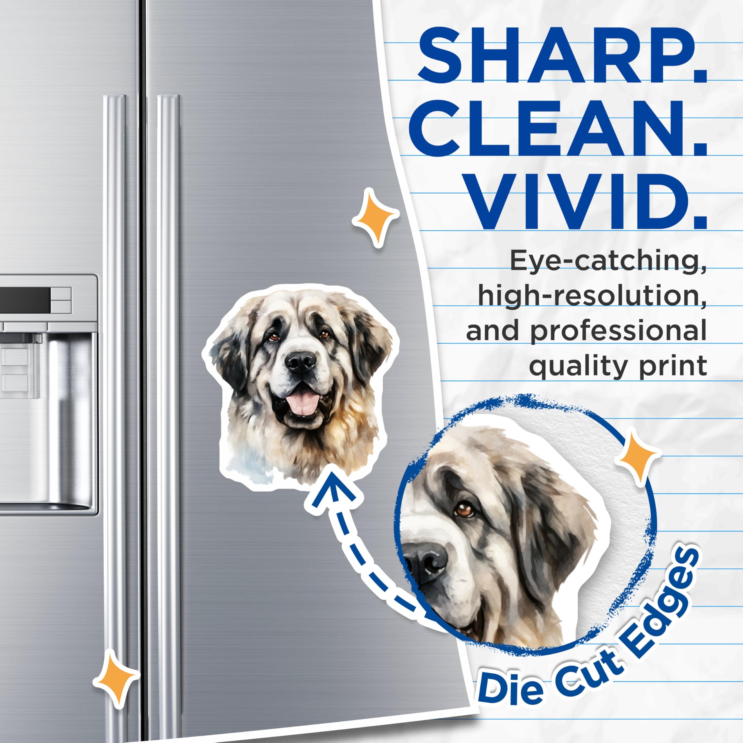 (2 Pack) Great Pyrenees Magnets - Watercolor Dog Art - Dog Mom Decor - Large Breed Pet Owner Magnets - 5 Inches On Longest Side - Thick Durable Magnet - Made in USA - MAG29584