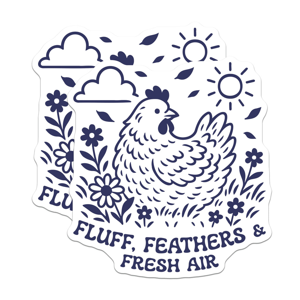 (2 Pack) Fluff Feathers Fresh Air Chicken Magnets - Cute Farmhouse Kitchen Decor - Rustic Home Accent - 5 Inches On Longest Side - Thick Durable Magnet - Made in USA - MAG39369