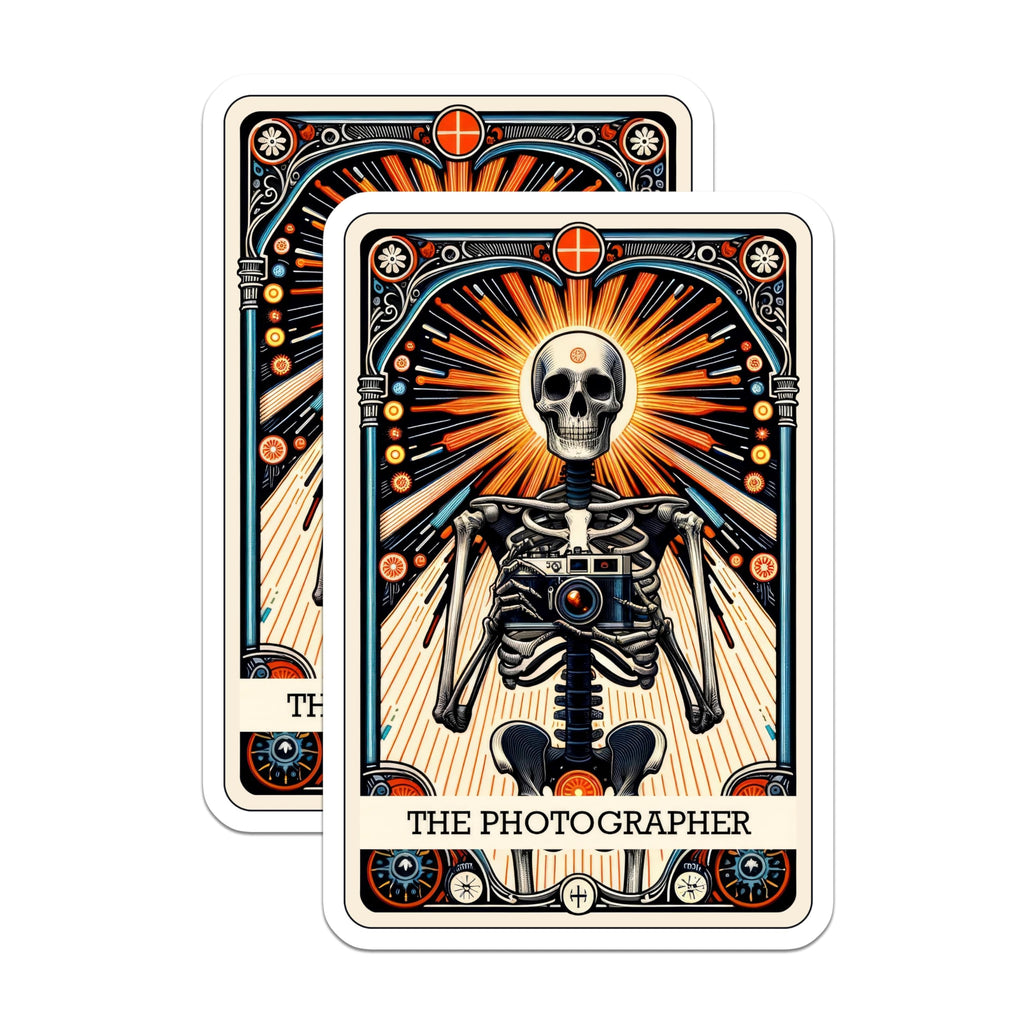 (2 Pack) Photographer Skeleton Magnets - Mystic Radiant Skull Camera Art - Artistic Photography Enthusiast Decor - 5 Inches On Longest Side - Thick Durable Magnet - Made in USA - MAG20975