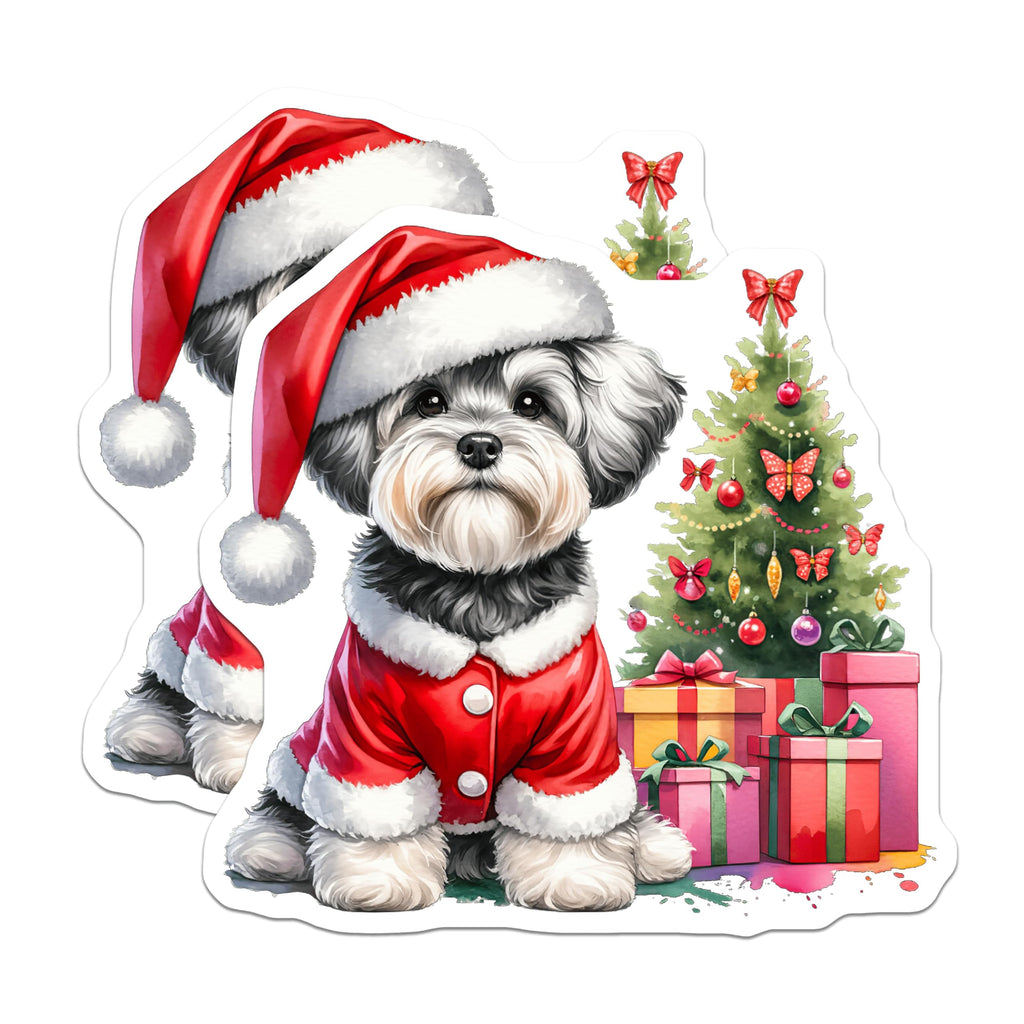 (2 Pack) Santa Shih Tzu Dog Magnets - Christmas Pet Decor - Holiday Fridge Decoration for Pet Lovers - 5 Inches On Longest Side - Thick Durable Magnet - Made in USA - MAG29067