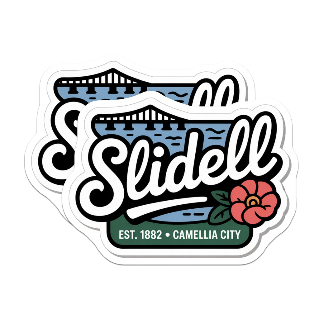 (2 Pack) Slidell Louisiana Magnets - Camellia City Bridge Design - Established 1882 Souvenirs - 5 Inches On Longest Side - Thick Durable Magnet - Made in USA - MAG19444