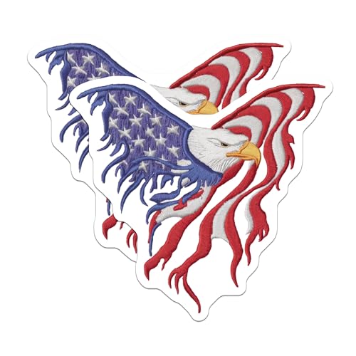 (2 Pack) American Bald Eagle Stickers - Patriotic Flag Sticker - USA Pride Vinyl Decal - 5" On Longest Side - Sticks to Smooth Flat Surfaces - Made in USA - BMCS6978