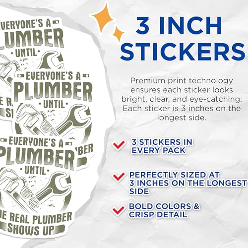 (3 Pack) Plumber Quote Decals - Funny Plumber - Plumbing Job Decal - 3 Inches On Longest Side - Easy Peel & Apply - Made in USA - 3MCS4817