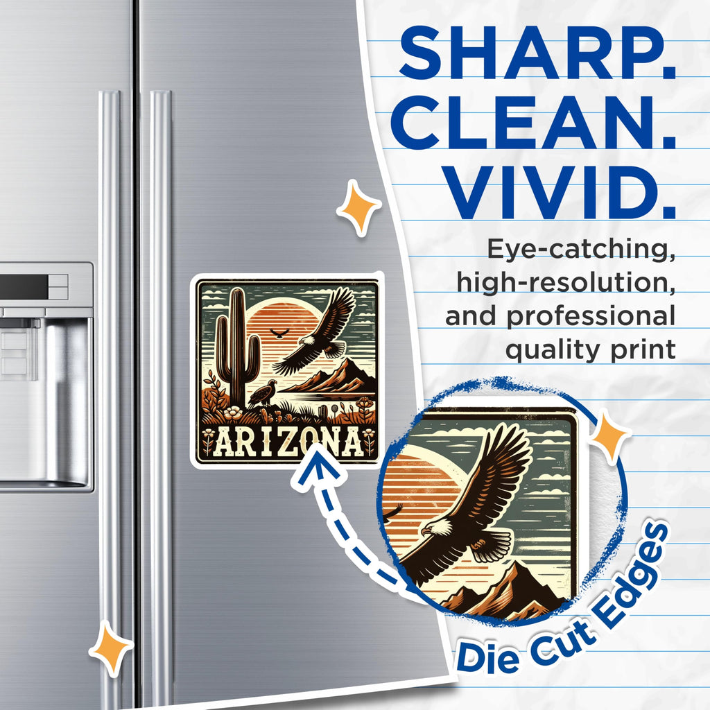(2 Pack) Arizona State Magnets - Desert Eagle Scene - Southwest Souvenir Magnets - 5" On Longest Side - Premium Magnet - for Cars, Refrigerators, Toolboxes, Lockers - Made in USA - MAG17185
