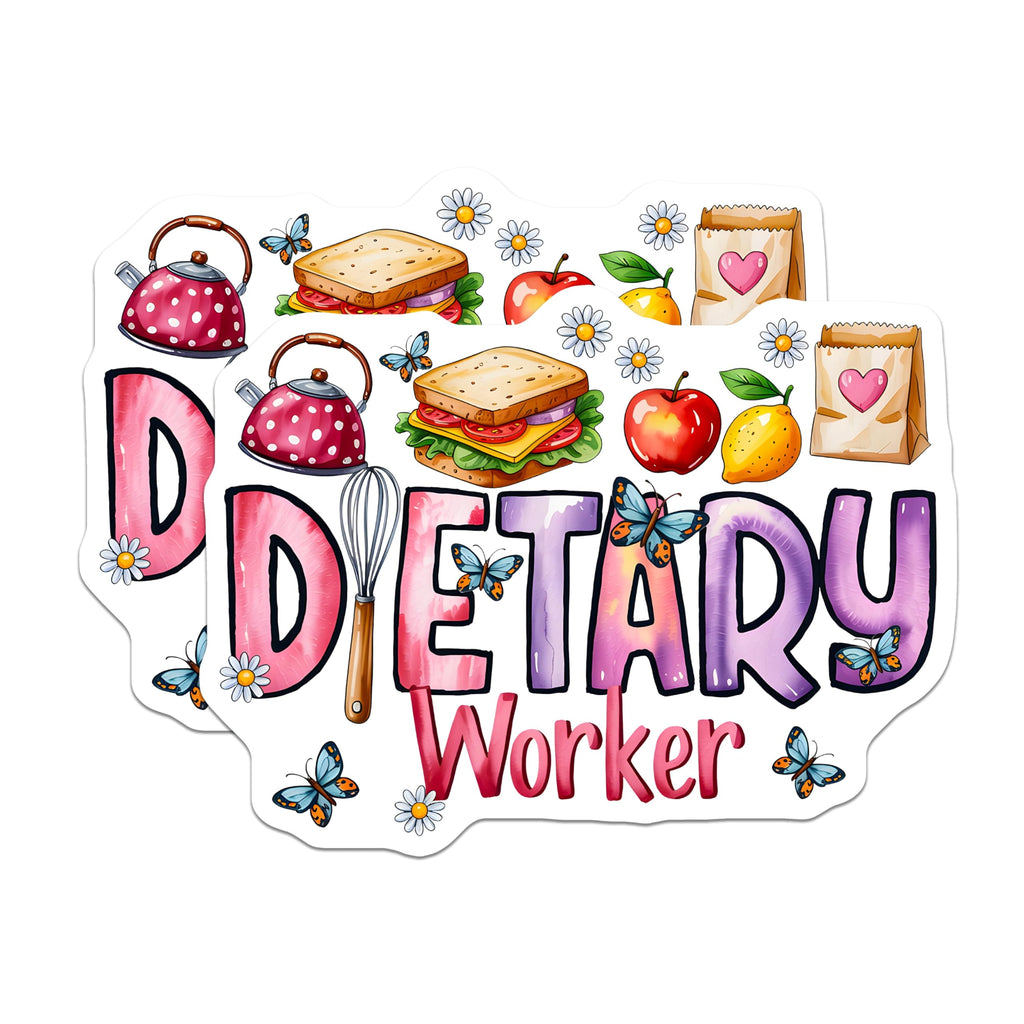 (2 Pack) Dietary Worker Magnets - Food Service Appreciation - Healthcare Kitchen Staff - Nutrition Professional - 5 Inches On Longest Side - Thick Durable Magnet - Made in USA - MAG28843