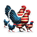(2 Pack) Patriotic Chicken Stickers - American Flag Rooster Sticker - Red White and Blue Chickens - 5" On Longest Side - Sticks to Smooth Flat Surfaces - Made in USA - BMCS7230