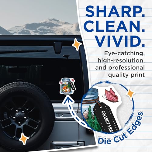 (2 Pack) Collect Moments Stickers - Camping Scene Stickers - Nature Adventure Stickers - 5" On Longest Side - Sticks to Smooth Flat Surfaces - Made in USA - BMCS4056