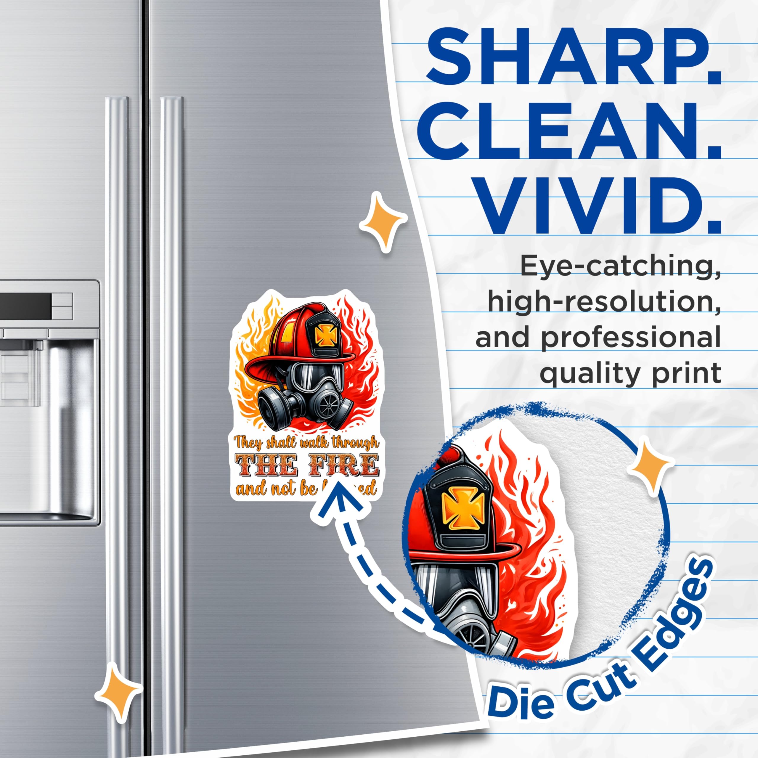 (2 Pack) Firefighter Magnets - Helmet and Mask - Inspirational Quote Fridge Magnets - 5" On Longest Side - Premium Magnet - for Cars, Refrigerators, Toolboxes, Lockers - Made in USA - MAG15449