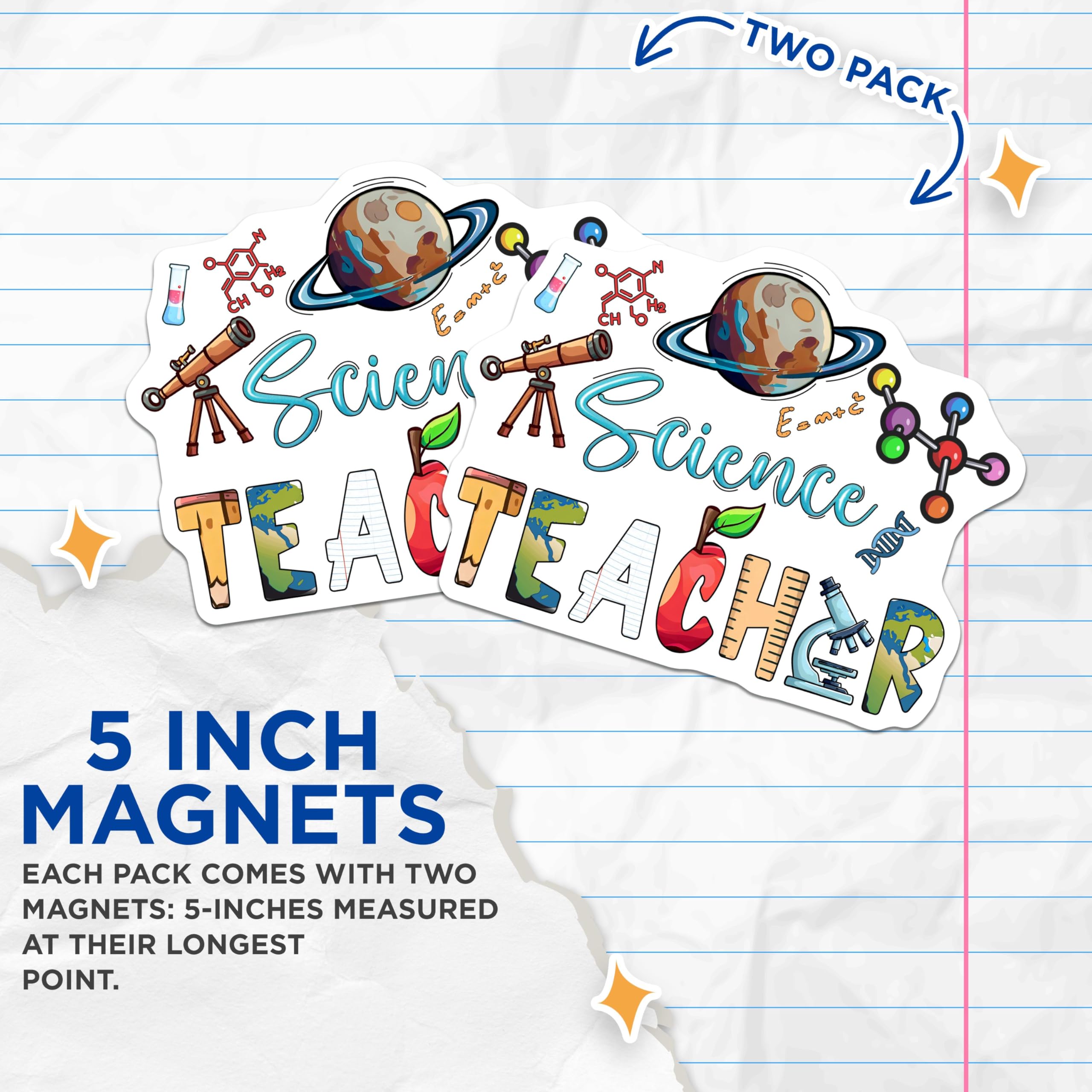 (2 Pack) Science Teacher Magnets - Classroom Decor - Science Teaching Tools - Teacher Appreciation - Science Classroom Art - 5" On Longest Side - for Cars, Fridges, Toolboxes - Made in USA - MAG7835