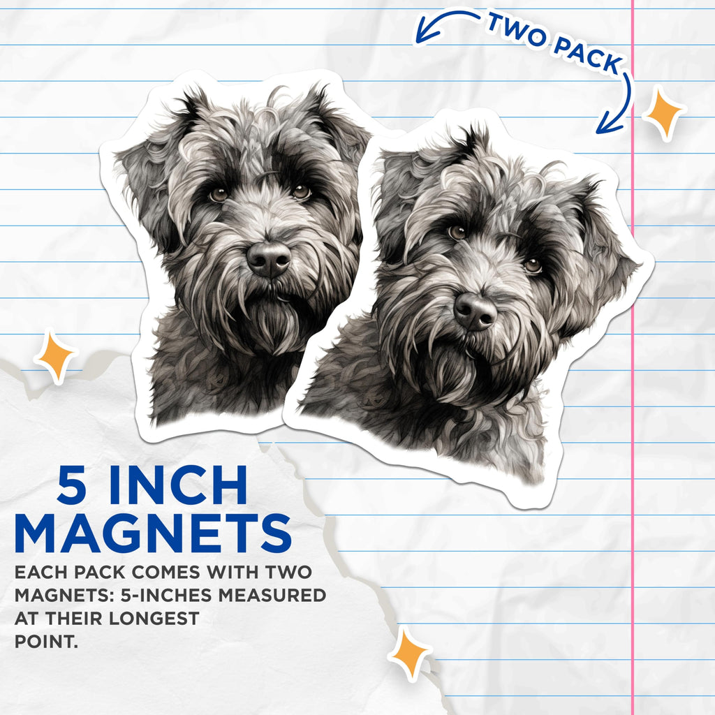 (2 Pack) Schnauzer Dog Magnets - Realistic Pet Portrait Fridge Magnets - Dog Lover Decor - 5 Inches On Longest Side - Thick Durable Magnet - Made in USA - MAG25780