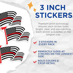 (3 Pack) Thin Red Line Decals - Firefighter Support - American Flag Decal - 3 Inches On Longest Side - Easy Peel & Apply - Made in USA - 3MCS4840