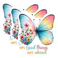 (3 Pack) Butterfly Decals - Floral Wings - Positive Message Decal - 3 Inches On Longest Side - Easy Peel & Apply - Made in USA - 3MCS8494