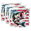 (3 Pack) Bass Fishing Decals - American Flag Fish - Laptop Decals for Anglers - 3 Inches On Longest Side - Easy Peel & Apply - Made in USA - 3MCS7352