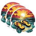 (3 Pack) Beach Flip Flops Decals - Sunset Ocean Decal - Summer Vibes Decals - 3 Inches On Longest Side - Easy Peel & Apply - Made in USA - 3MCS8084