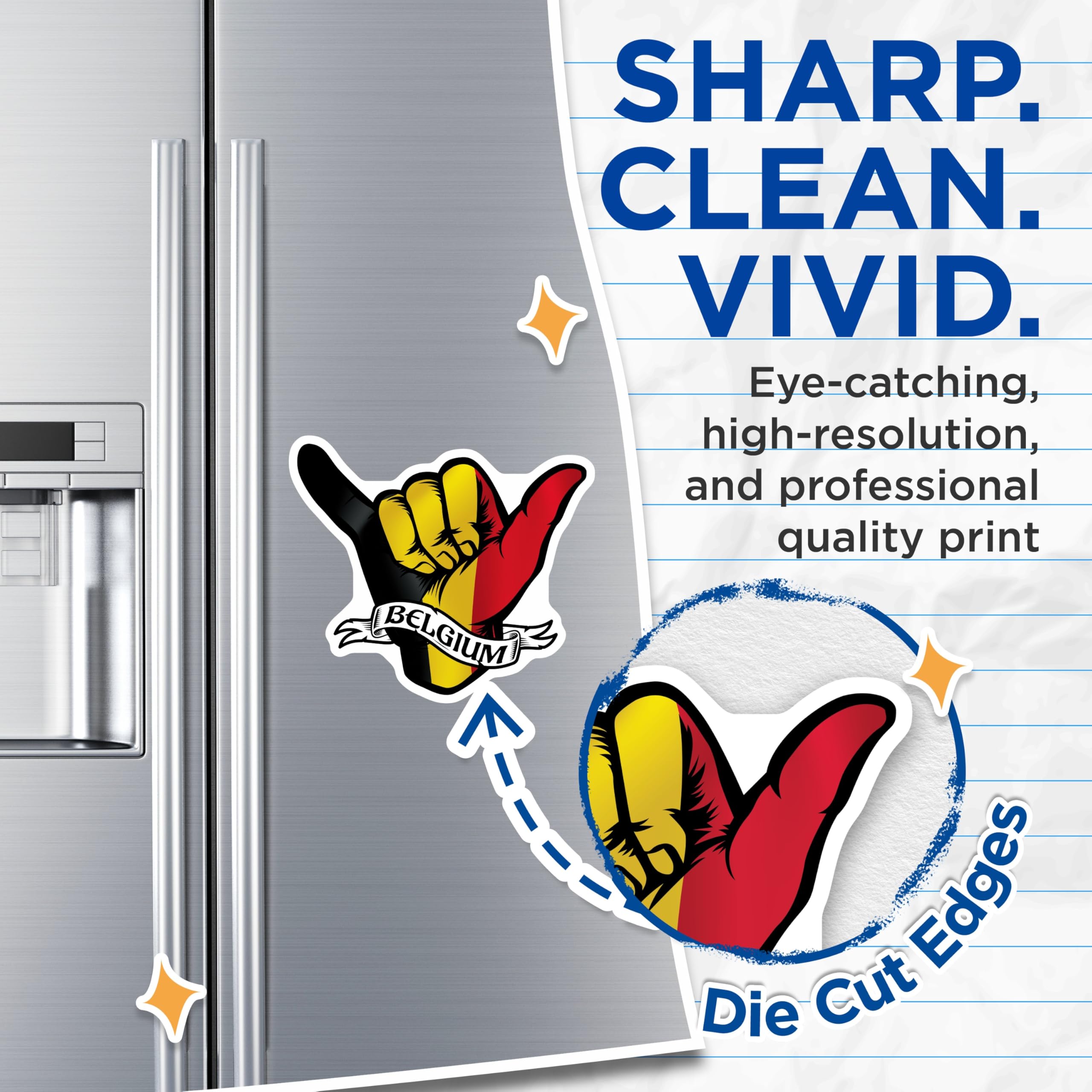 (2 Pack) Belgium Flag Hand Magnets - Shaka Sign - Souvenir Fridge Decor - 5" On Longest Side - Premium Magnet - for Cars, Refrigerators, Toolboxes, Lockers - Made in USA - MAG18844