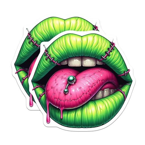 (2 Pack) Green Lips Zombie Magnets - Unique Halloween - Cool Fridge Magnets - Creepy Lips Design - Fun Zombie Magnets - 5" On Longest Side - for Cars, Fridges, Toolboxes - Made in USA - MAG4563