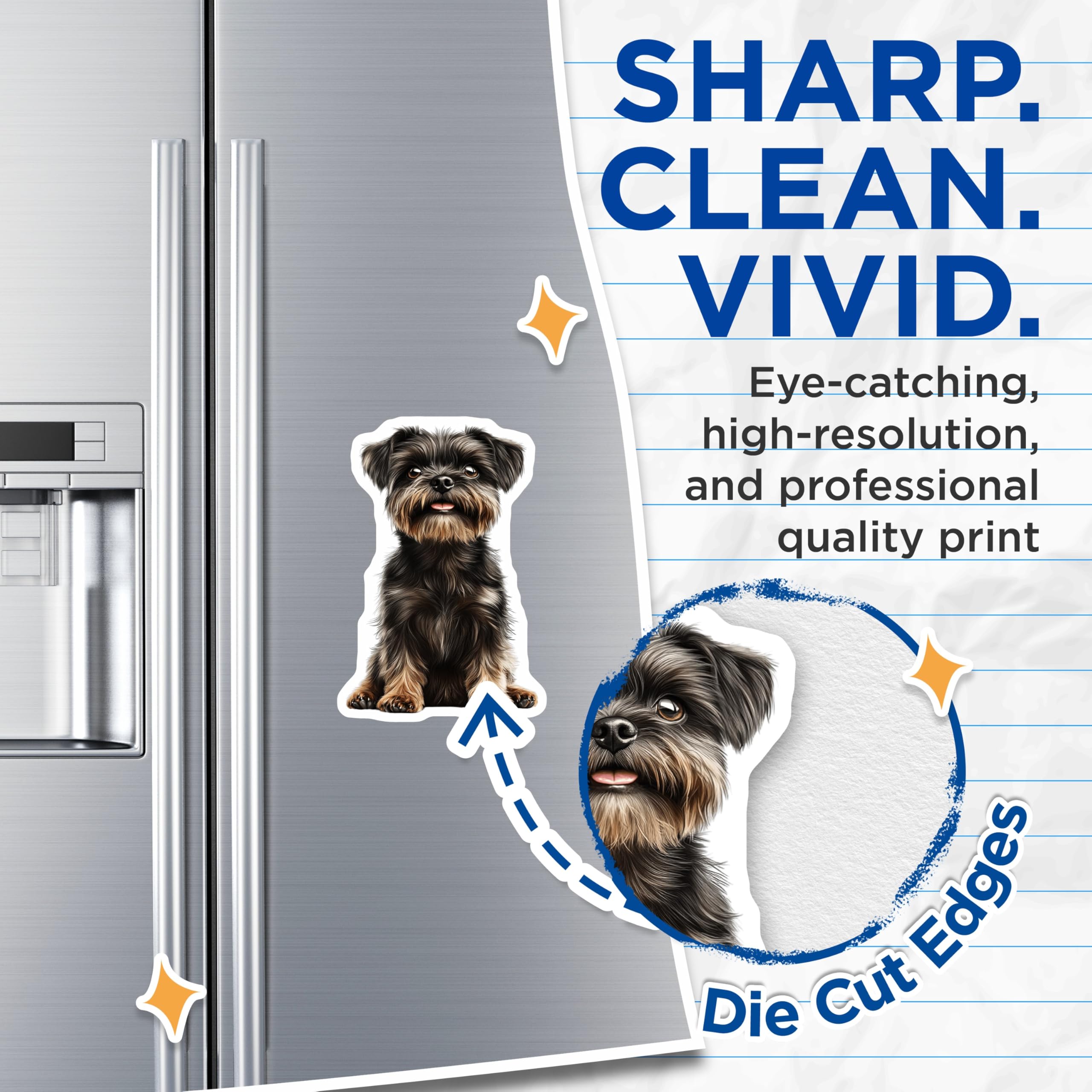 (2 Pack) Cute Scruffy Dog Magnets - Adorable Terrier Puppy Decor - Pet Lover Refrigerator Accent - 5 Inches On Longest Side - Thick Durable Magnet - Made in USA - MAG27494