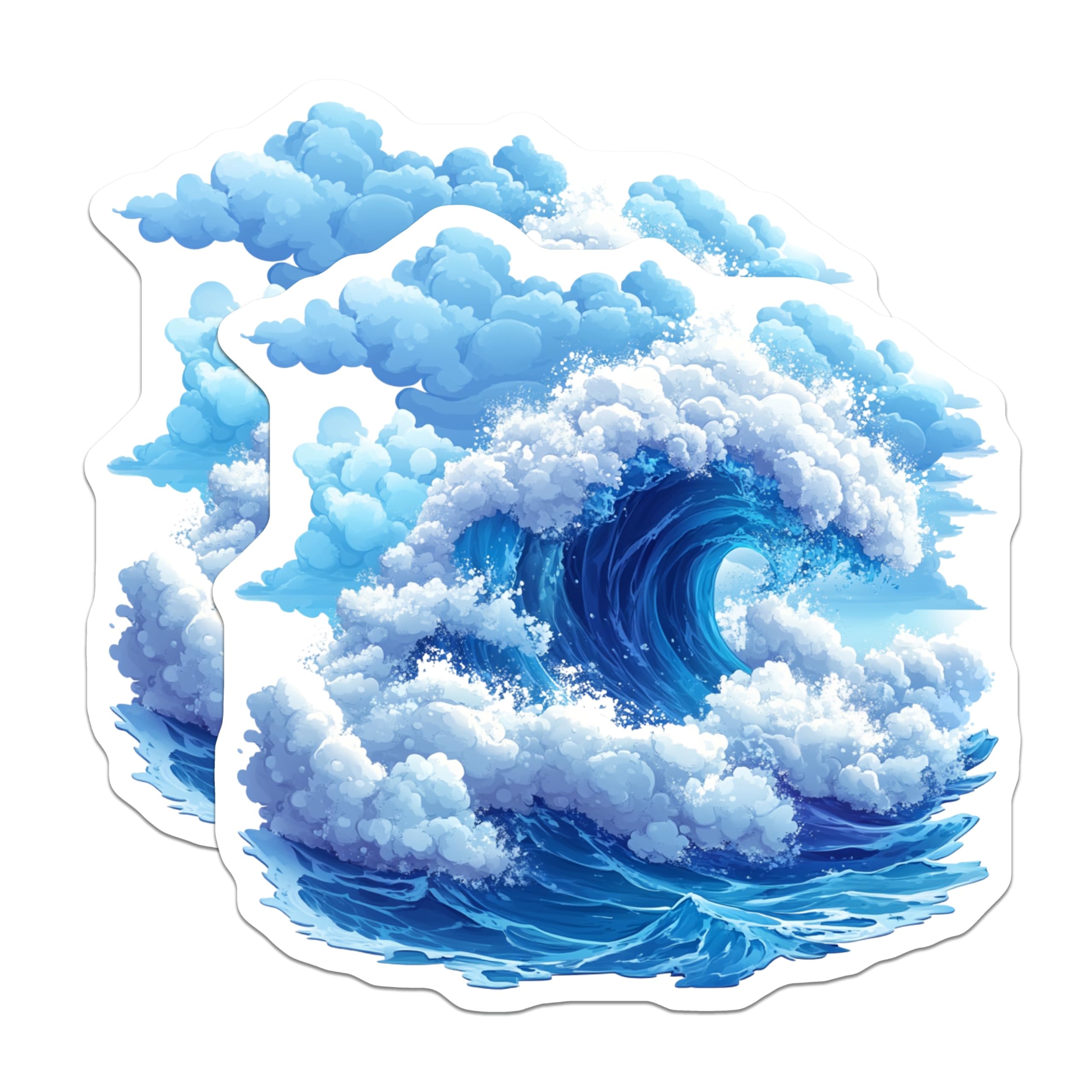 (2 Pack) Ocean Wave Magnets - Beach House Decor - Surfer Decor - 5 Inches On Longest Side - Thick Durable Magnet - Made in USA - MAG29257
