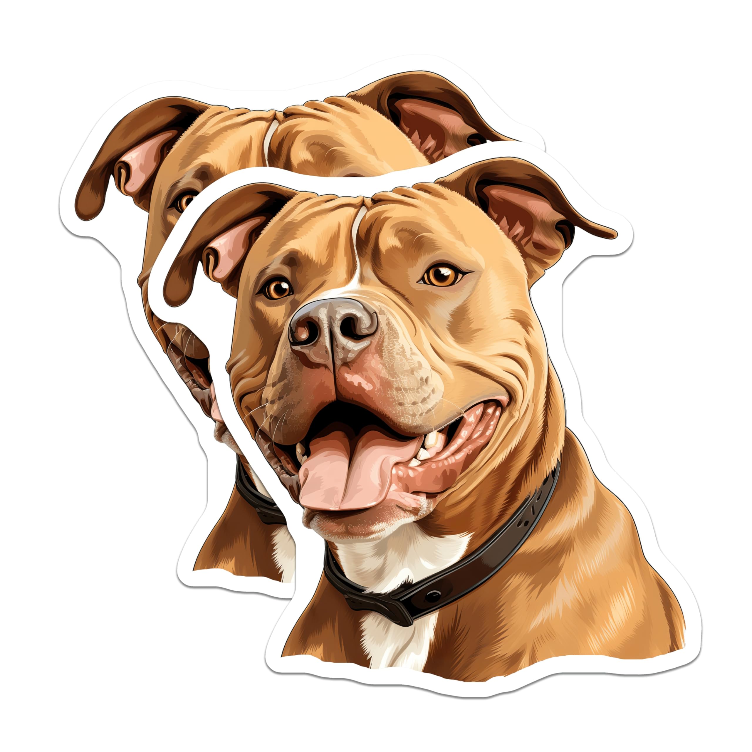 (2 Pack) Pitbull Dog Magnets - Happy Pit Bull Art - Dog Lover Refrigerator Decor - 5 Inches On Longest Side - Thick Durable Magnet - Made in USA - MAG28021