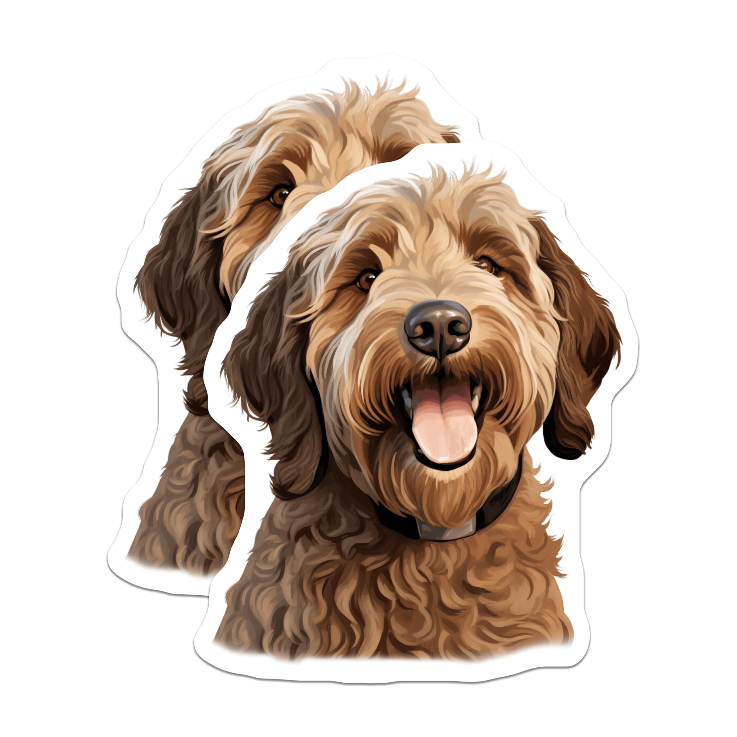 (2 Pack) Goldendoodle Magnets - Happy Doodle Pet Decor - Dog Lover Fridge Accessory - 5 Inches On Longest Side - Thick Durable Magnet - Made in USA - MAG24224