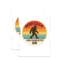 (2 Pack) Bigfoot Magnets - Sasquatch Cryptid Decor - Keep Calm Quote - Retro Refrigerator Magnets - 5 Inches On Longest Side - Thick Durable Magnet - Made in USA - MAG21121
