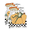 (2 Pack) Funny Frog Stickers - Just Chill Out - Mushroom Art - Relaxing Frog Sticker for Laptops and Water Bottles - 5" On Longest Side - Sticks to Smooth Flat Surfaces - Made in USA - BMCS7211