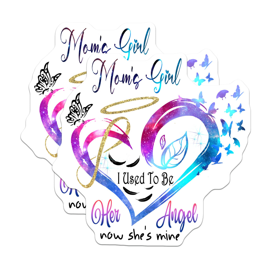 (2 Pack) Mom's Girl Magnets - Mother Daughter Bond - Her Angel Now She's Mine - Galaxy Heart Decor - Sentimental Mom Present - 5 Inches On Longest Side - Thick Durable Magnet - Made in USA - MAG39342