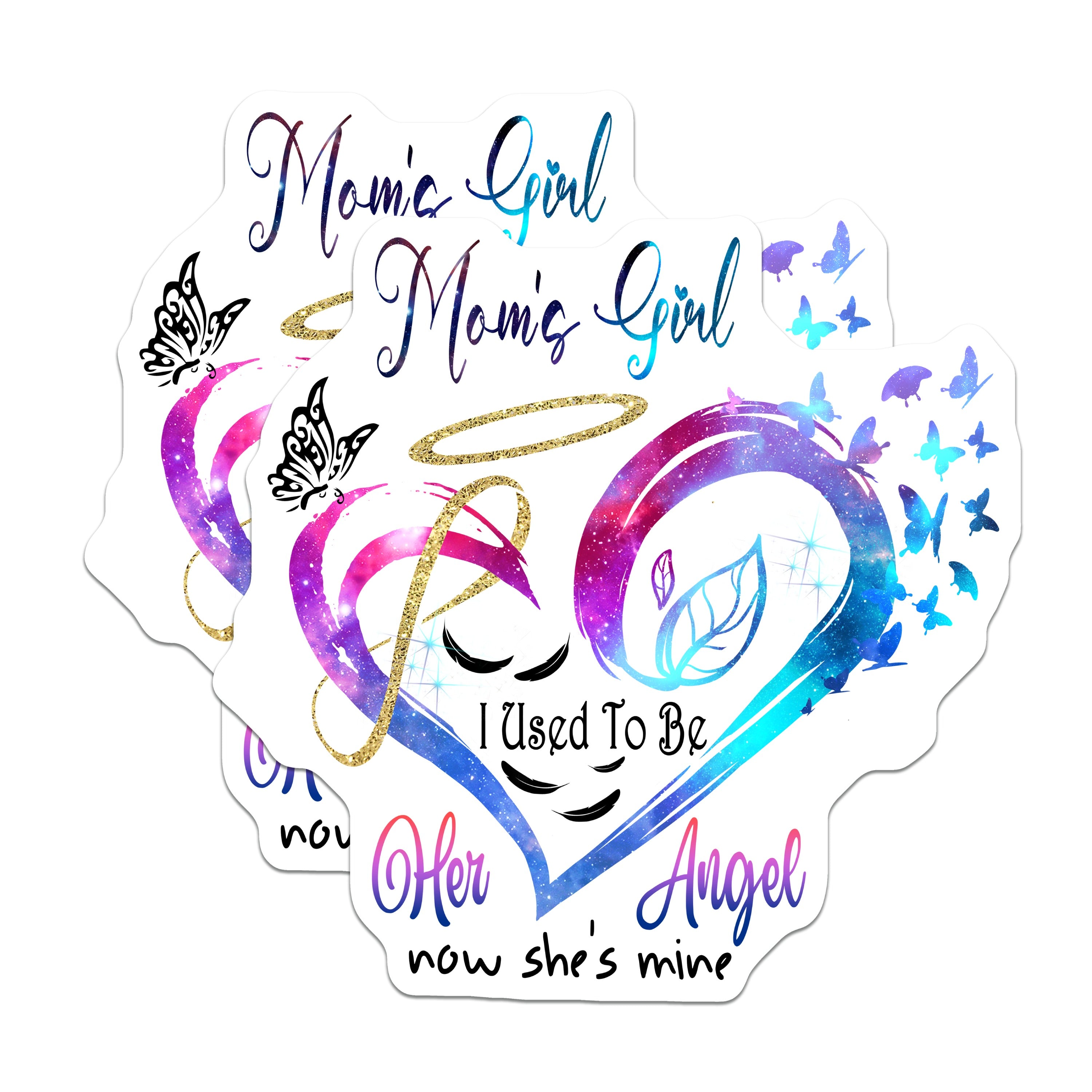(2 Pack) Mom's Girl Magnets - Mother Daughter Bond - Her Angel Now She's Mine - Galaxy Heart Decor - Sentimental Mom Present - 5 Inches On Longest Side - Thick Durable Magnet - Made in USA - MAG39342