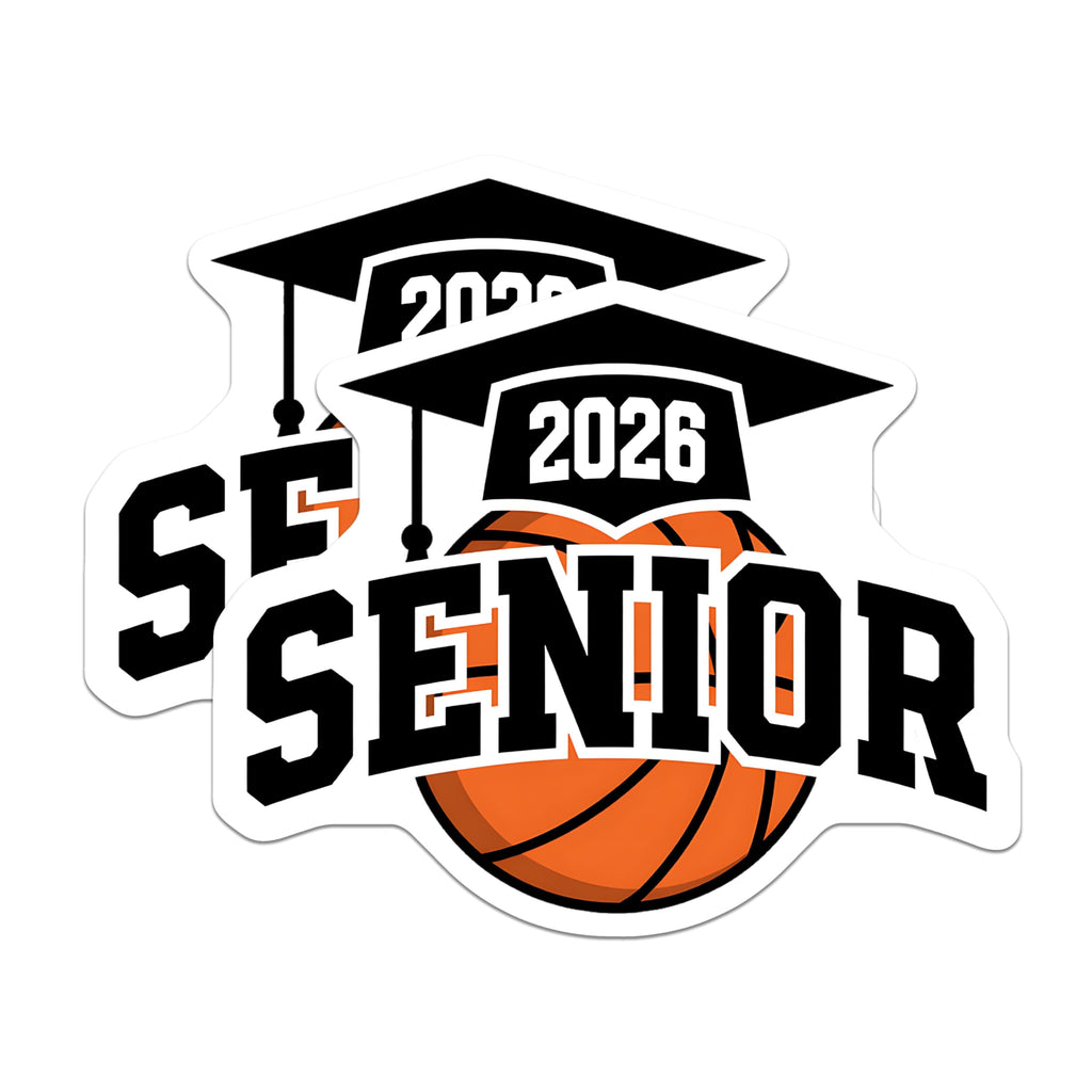 (2 Pack) Senior 2026 Basketball Magnets - Graduation Class of 2026 - High School Sports Decor - 5 Inches On Longest Side - Thick Durable Magnet - Made in USA - MAG22423