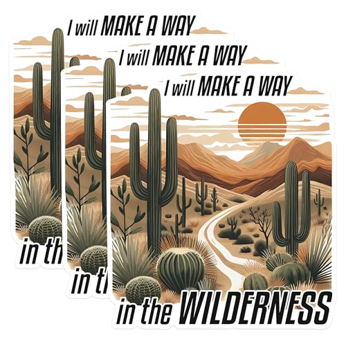(3 Pack) Desert Landscape Decals - Cacti Silhouette Art - Inspirational Quote Decals - 3 Inches On Longest Side - Easy Peel & Apply - Made in USA - 3MCS1628