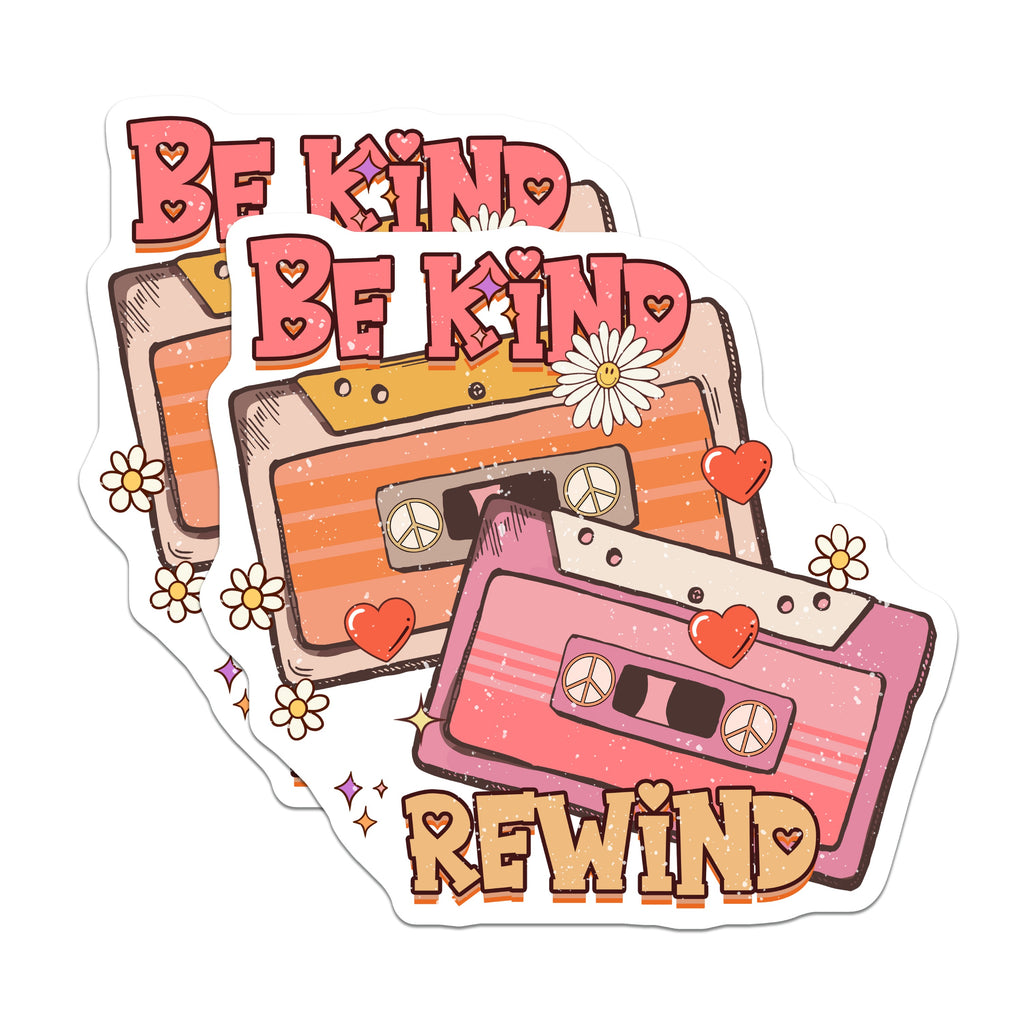 (2 Pack) Be Kind Rewind Magnets - Retro Cassette Tape Decor - 80s 90s Aesthetic - Positive Vibe Refrigerator Accessories - 5 Inches On Longest Side - Thick Durable Magnet - Made in USA - MAG36446