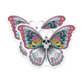 (2 Pack) Sugar Skull Butterfly Stickers - Day of The Dead - Colorful Floral Art - 5" On Longest Side - Sticks to Smooth Flat Surfaces - Made in USA - BMCS9460