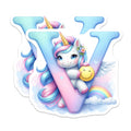 (2 Pack) Unicorn Letter V Magnets - Rainbow and Emoji - Alphabet Magnets - 5" On Longest Side - Premium Magnet - for Cars, Refrigerators, Toolboxes, Lockers - Made in USA - MAG14663
