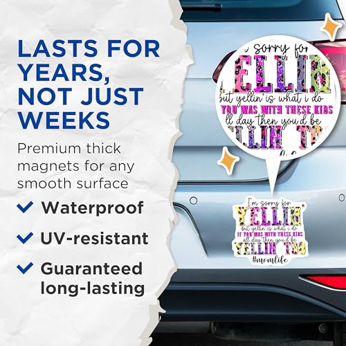 (2 Pack) Funny Mom Life Magnets - I'm Sorry for Yellin Magnets - Mom Life Quotes Magnets for Moms - 5" On Longest Side - for Cars, Refrigerators, Toolboxes, Lockers - Made in USA BMCS3227