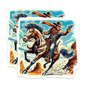 (2 Pack) Western Cowboy Stickers - Horse Rider Art - Vintage Adventure Scene - 5" On Longest Side - Sticks to Smooth Flat Surfaces - Made in USA - BMCS5826