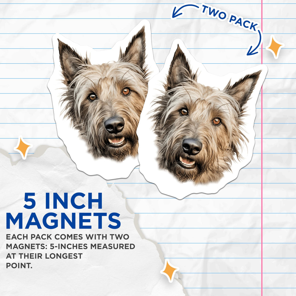 (2 Pack) Scruffy Dog Magnets - Terrier Dog Lover - Animal Fridge Decor - Pet Owner Kitchen Accessories - 5 Inches On Longest Side - Thick Durable Magnet - Made in USA - MAG28236