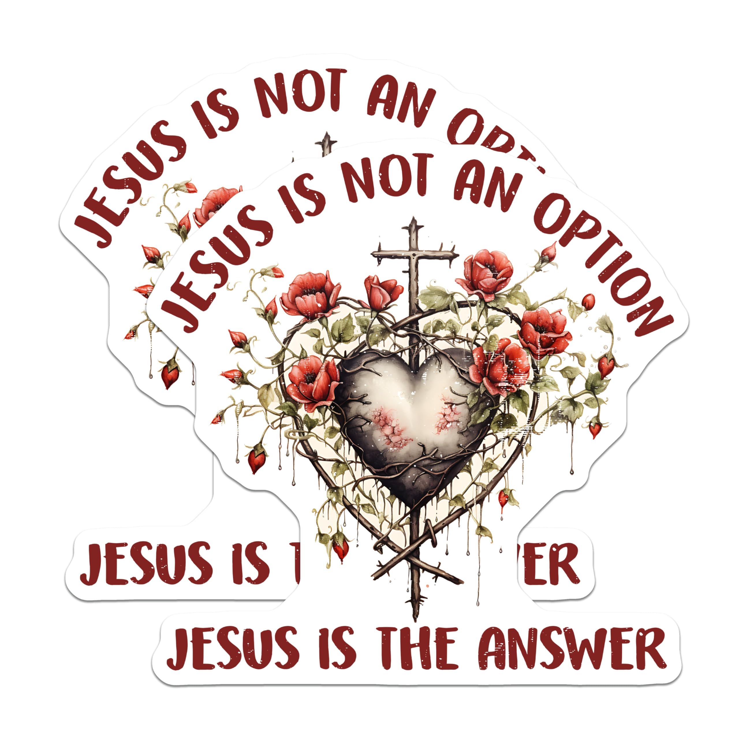 (2 Pack) Jesus is The Answer Magnets - Christian Faith Decor - Sacred Heart Cross Art - Inspirational Fridge Decor - 5 Inches On Longest Side - Thick Durable Magnet - Made in USA - MAG26210