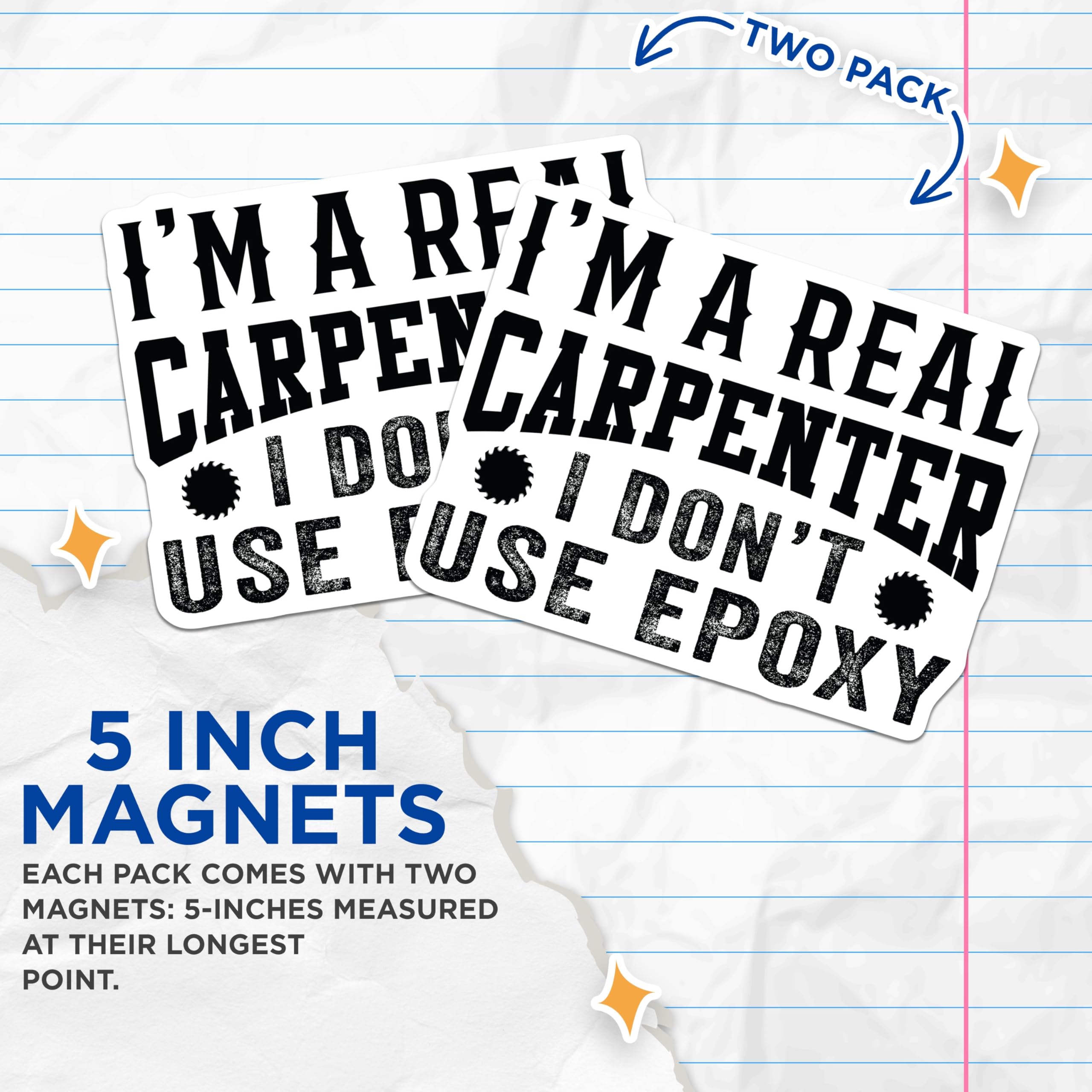 (2 Pack) Carpenter Magnets - Woodworking Humor Decor - Tradesman Garage Art - Builder Fridge Magnets - 5 Inches On Longest Side - Thick Durable Magnet - Made in USA - MAG22446