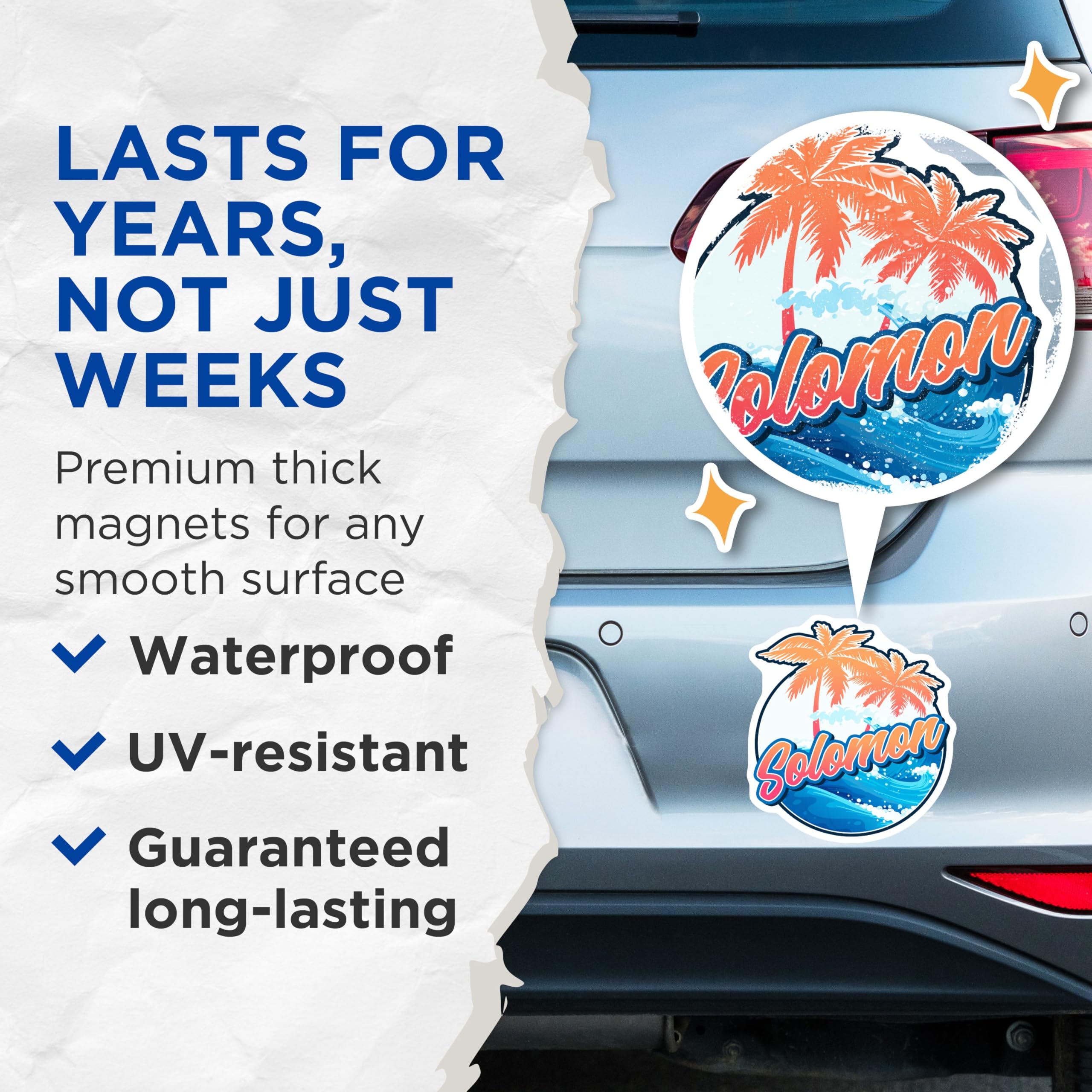 (2 Pack) Solomon Island Magnets - Tropical Vacation Decor - Island Souvenir Magnet - 5" On Longest Side - Premium Magnet - for Cars, Refrigerators, Toolboxes, Lockers - Made in USA - MAG17423