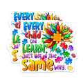 (2 Pack) Autism Awareness Magnets - Every Child Can Learn Quote - Special Education Teacher Magnets - 5 Inches On Longest Side - Thick Durable Magnet - Made in USA - MAG30031