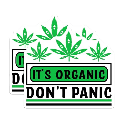 (2 Pack) It's Organic Don't Panic Magnets Magnets - Funny Organic Sign - Cannabis Leaf Fridge Magnet - 5" On Longest Side - Made in USA - Sticks to Refrigerators & Metal Surfaces - MAG8677