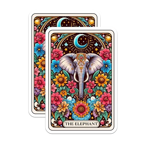 (2 Pack) Elephant Art Magnets - Floral Elephant - Moon and Stars Magnet - 5" On Longest Side - for Cars, Fridges, Toolboxes - Made in USA - MAG4454