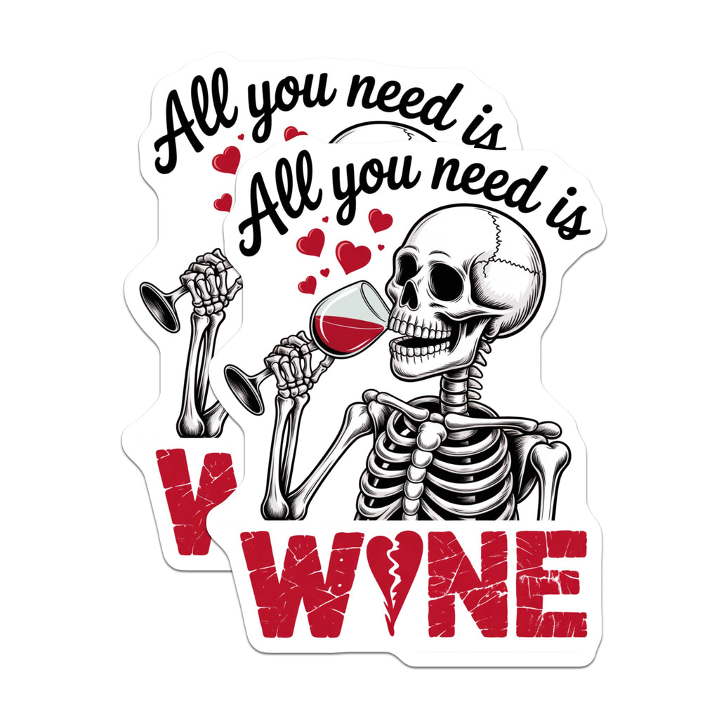 (2 Pack) Funny Skull Wine Magnets - Sarcastic Goth Kitchen Decor - Refrigerator Halloween Humor - 5 Inches On Longest Side - Thick Durable Magnet - Made in USA - MAG36639