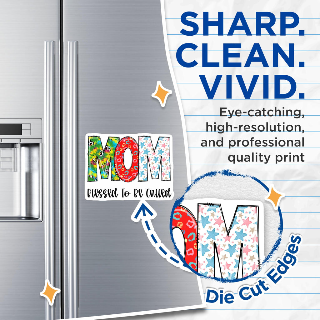 (2 Pack) Mom Magnets - Blessed Mom - Refrigerator Magnets - 5" On Longest Side - Premium Magnet - for Cars, Refrigerators, Toolboxes, Lockers - Made in USA - MAG15167