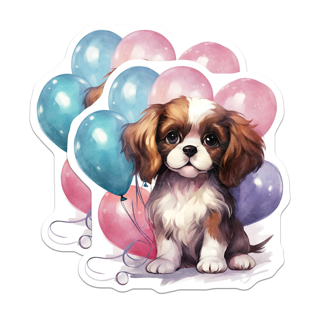 (2 Pack) Cavalier Dog Magnets - Puppy Balloons Illustration - Fridge Decor - 5" On Longest Side - Premium Magnet - for Cars, Refrigerators, Toolboxes, Lockers - Made in USA - MAG16496
