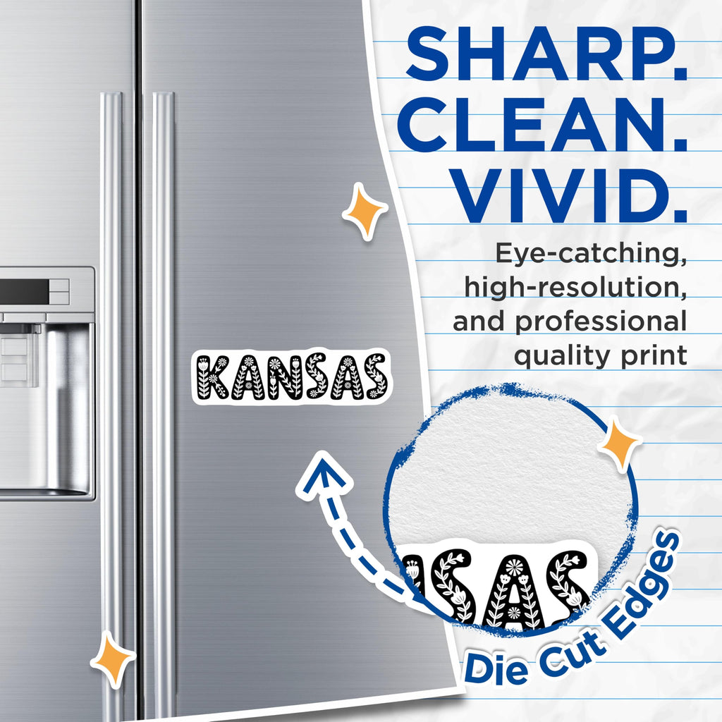 (2 Pack) Kansas Magnets - State Pride - Floral Kansas Decor - 5" On Longest Side - Premium Magnet - for Cars, Refrigerators, Toolboxes, Lockers - Made in USA - MAG18984