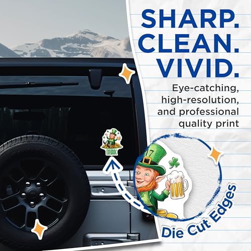 (2 Pack) Leprechaun Beer Stickers - St. Patrick's Day - Lucky Shamrock - 5" On Longest Side - Sticks to Smooth Flat Surfaces - Made in USA - BMCS8400