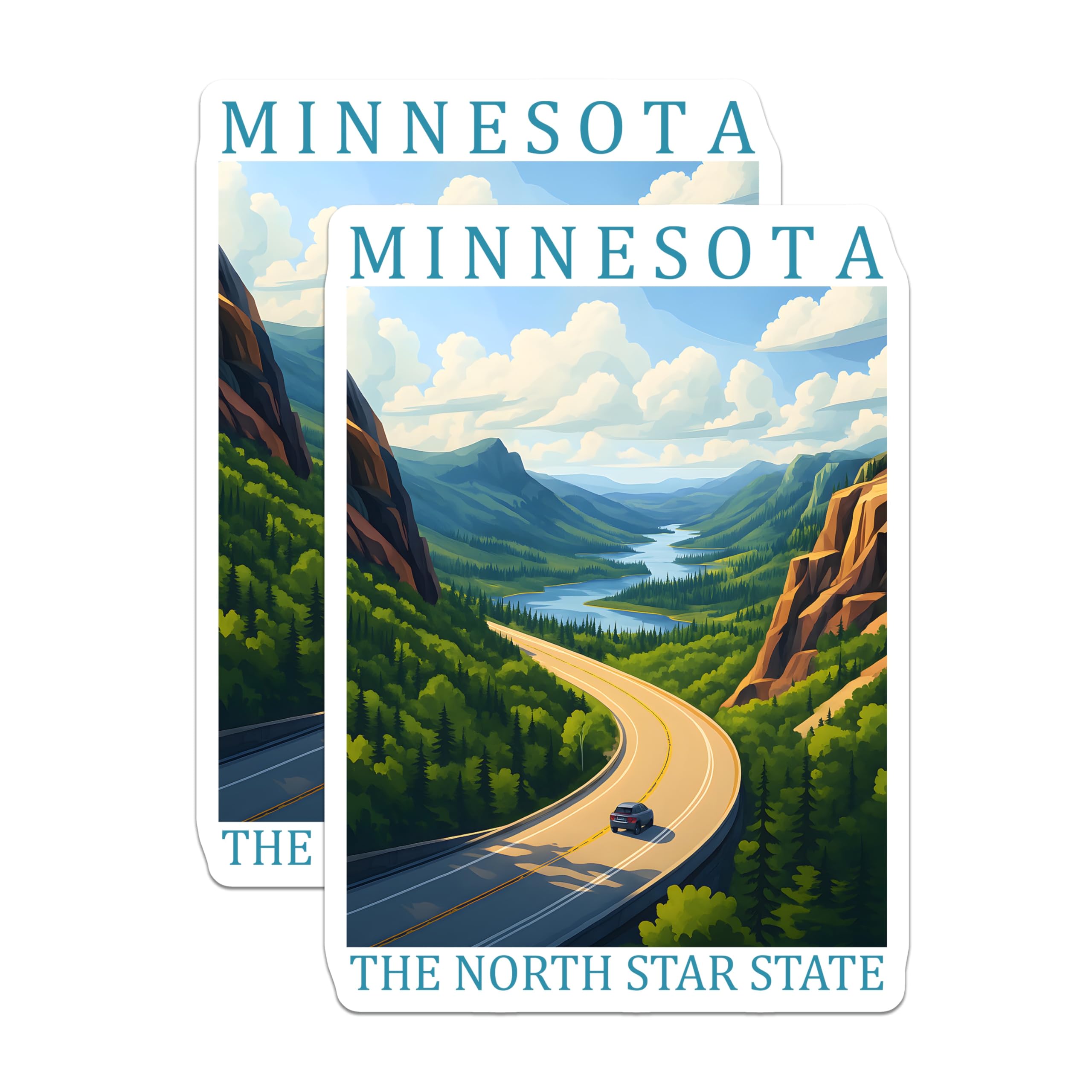 (2 Pack) Minnesota Magnets - North Star State - Scenic Route Travel Souvenir - 5" On Longest Side - Premium Magnet - for Cars, Refrigerators, Toolboxes, Lockers - Made in USA - MAG18690