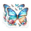 (2 Pack) Butterfly Beach Stickers - Ocean Shells - Coastal Decor - 5" On Longest Side - Sticks to Smooth Flat Surfaces - Made in USA - BMCS6458