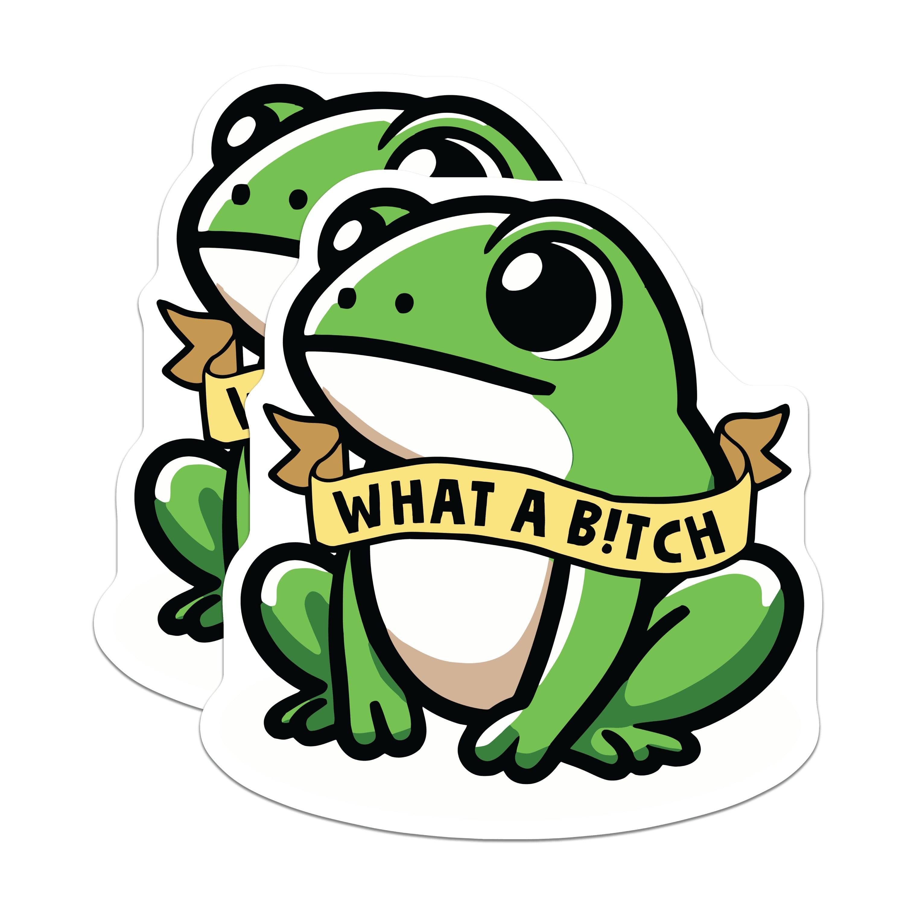 (2 Pack) Sarcastic Frog Magnets - Funny Meme What A Bitch Quote - Quirky Animal Decor - 5 Inches On Longest Side - Thick Durable Magnet - Made in USA - MAG37490